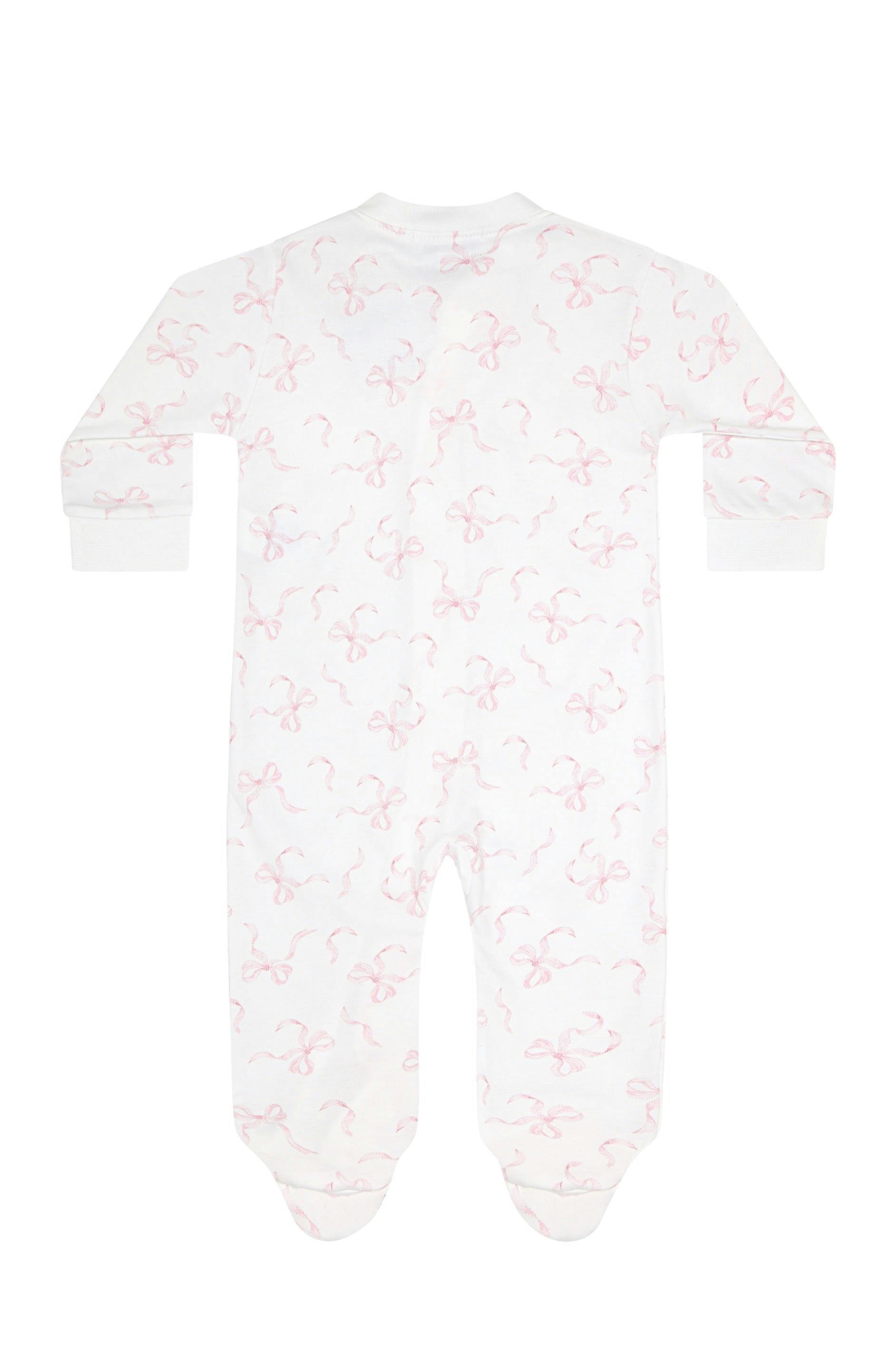 Charming Bows Print Zipper Footie