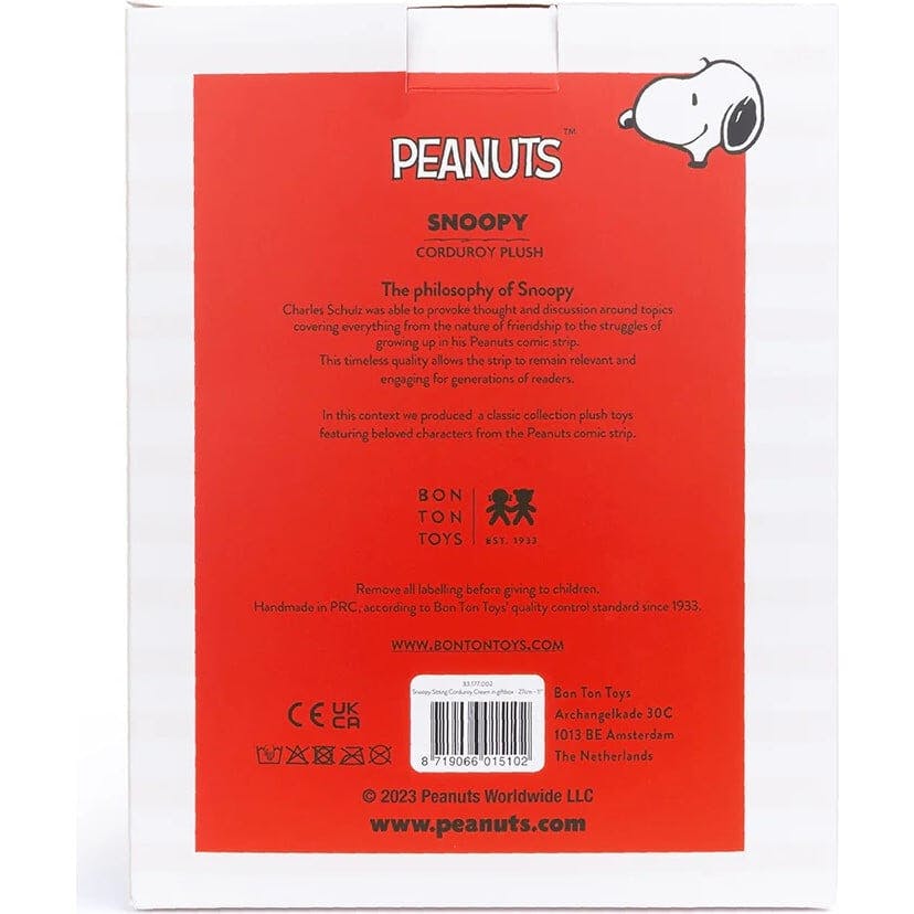 Plush Peanuts Snoopy Corduroy Cream In Giftbox 11"
