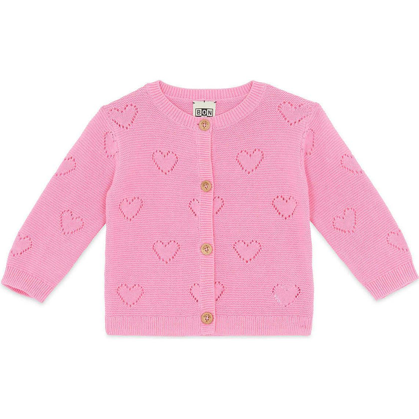 BONTON Lilet Coeur Baby Cardigan - Rose Fiesta
