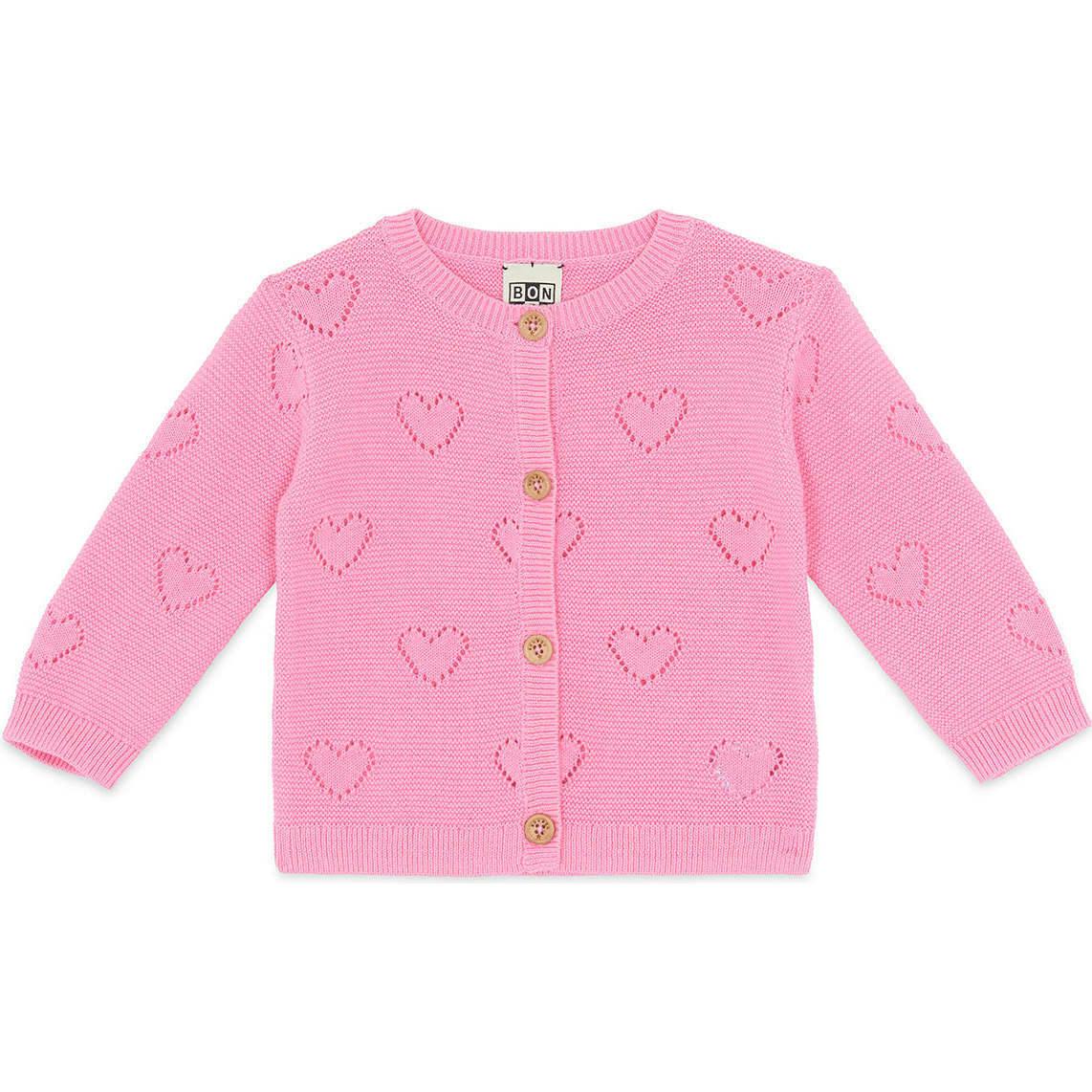 BONTON Lilet Coeur Baby Cardigan - Rose Fiesta