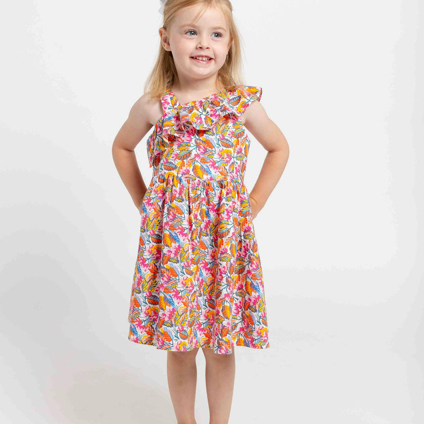 Leaf Print One Shoulder Dress