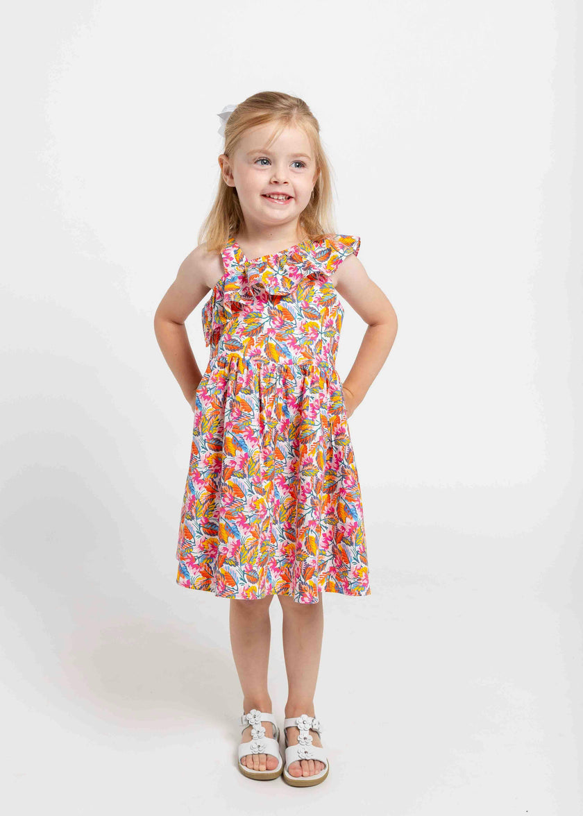 Leaf Print One Shoulder Dress