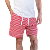Men's Red Stripe Jersey Sleep Shorts - Organic Stretch Cotton