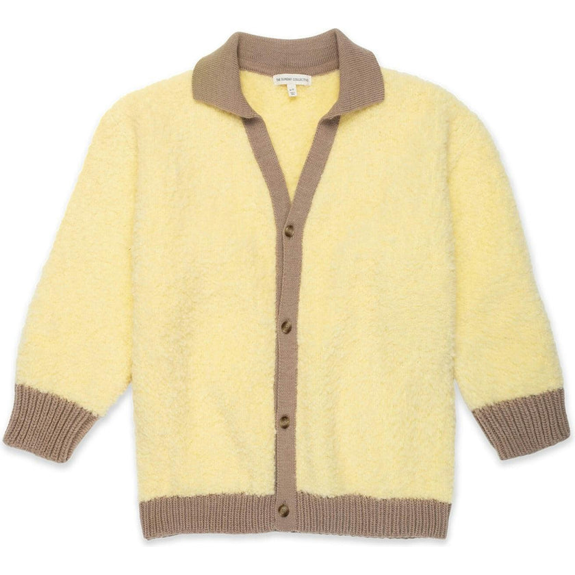 Collared Classroom Cardigan in Mixed Yarn, Yellow