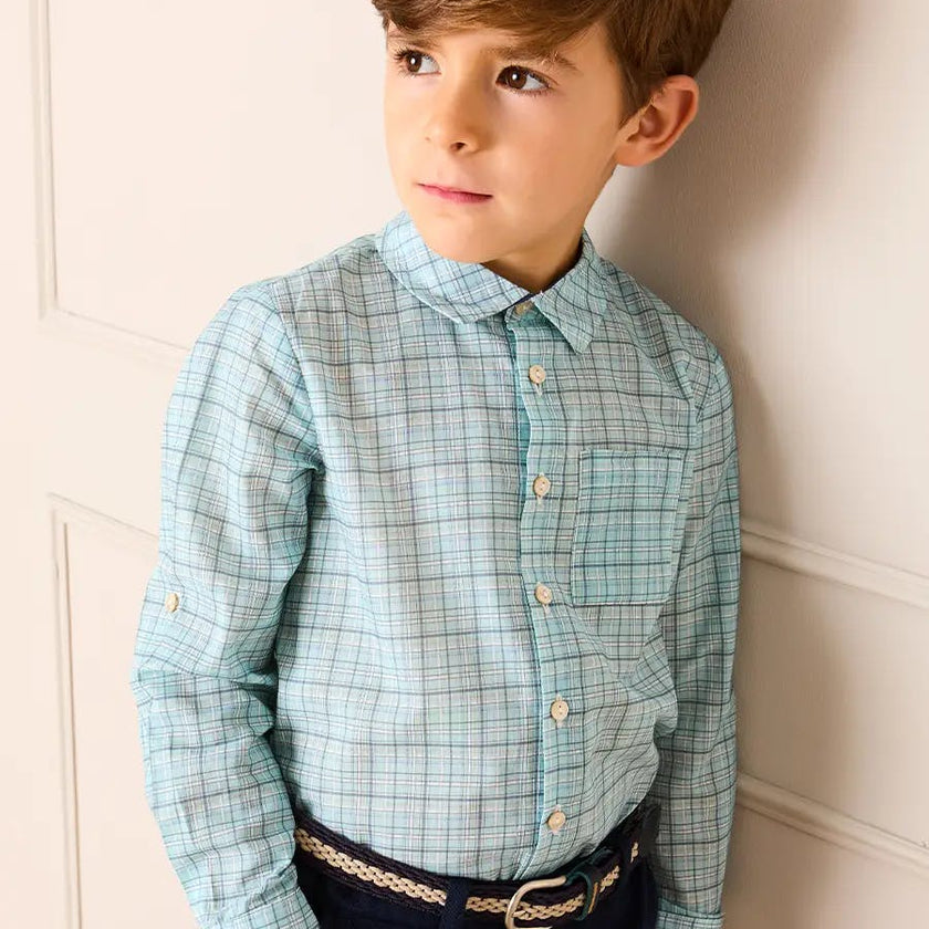 George Check Long Sleeve Shirt in Blue (12mths- 10yrs)