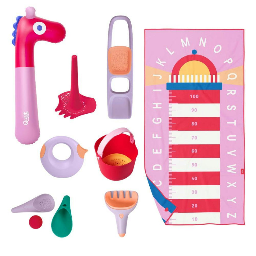 Quut Premium Beach Bundle Pink – 8-Piece Kids Beach & Outdoor Play Set