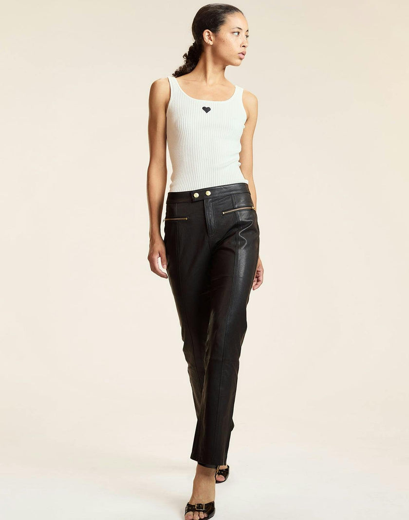 Heart Embroidered Knit Top