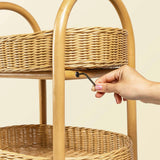 Con Handcrafted Rattan Utility Cart Trolley - Wicker