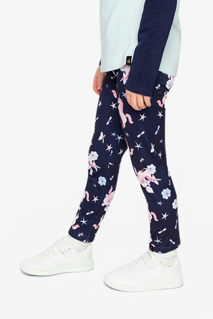 Printed Leggings Navy Unicorn Print
