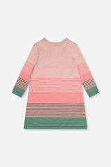 Knitted Stripe Dress Very Pale Pink And Green