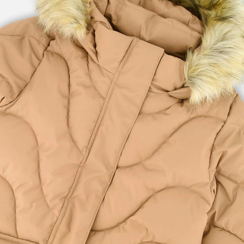 Long Wavy Quilt Puffy Winter Coat Chanterelle