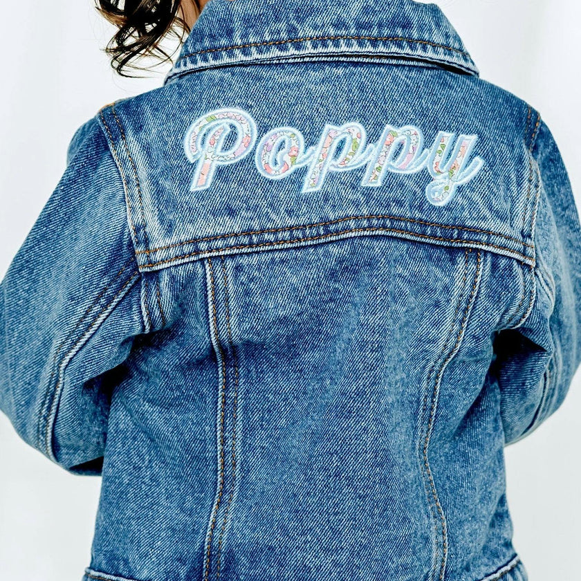 Custom Embroidered Applique Denim Jacket, Floral Multi