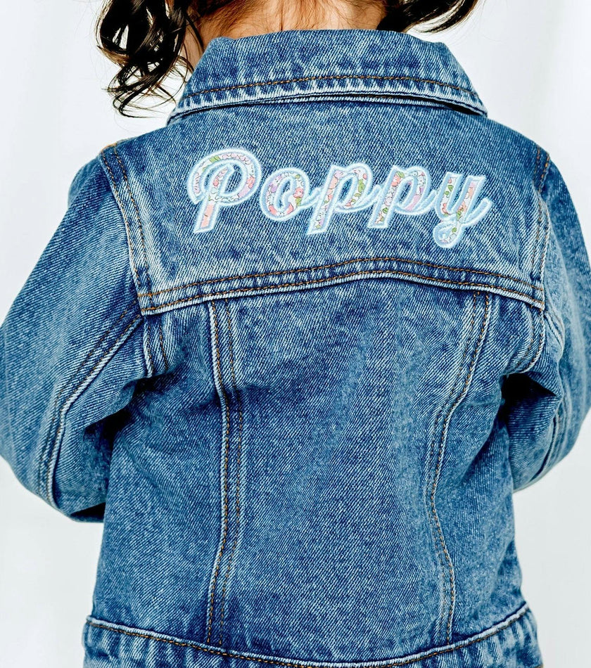 Custom Embroidered Applique Denim Jacket, Floral Multi