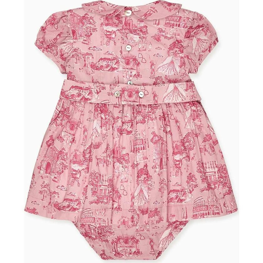 Nicky Hilton x La Coqueta Pink Toile de Jouy Theodora Baby Girl Hand-Smocked Set