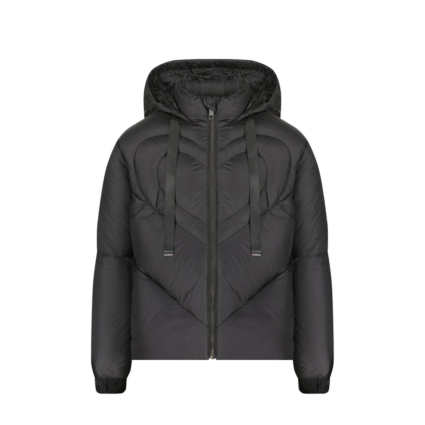 Girls Coat with Heart Quilting - Black