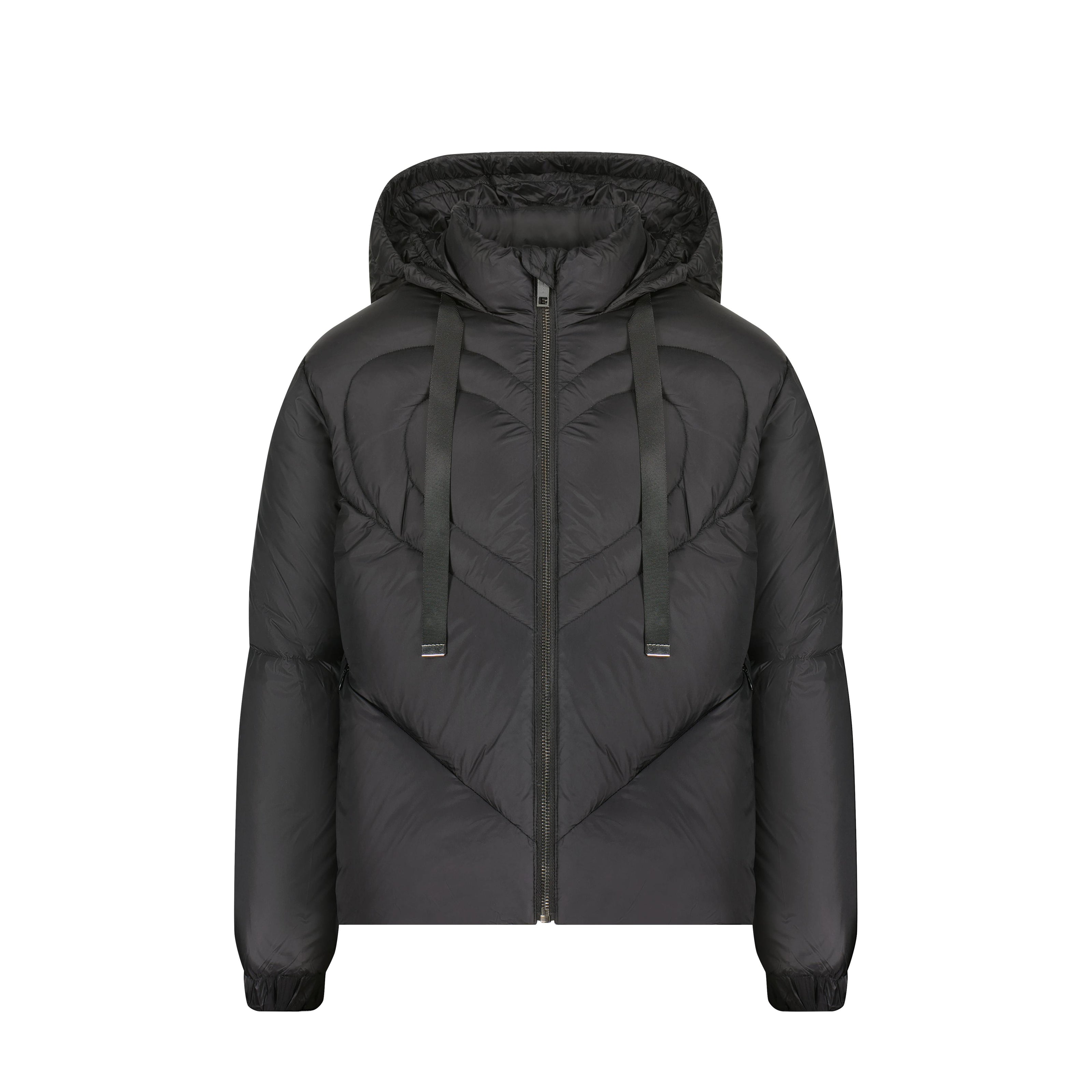 Girls Coat with Heart Quilting - Black
