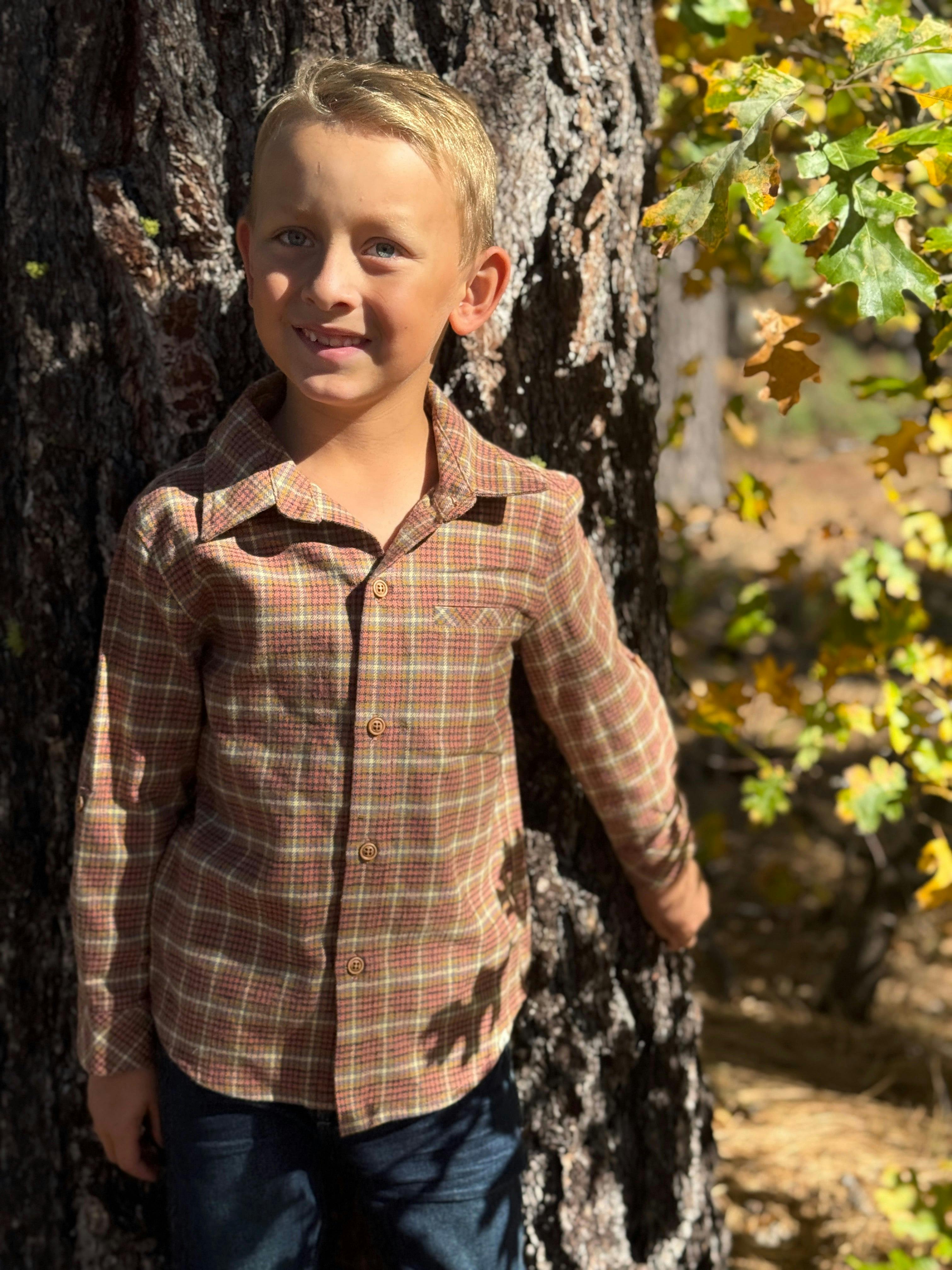 ATWOOD woven shirt orange/gold washed plaid