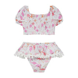 UPF 50+ Gemma Two Piece Smocked Pom-Pom Swimsuit
