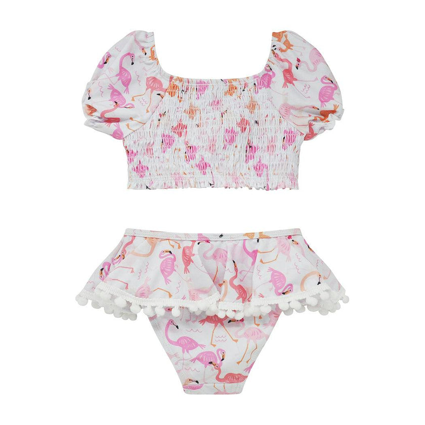 UPF 50+ Gemma Two Piece Smocked Pom-Pom Swimsuit