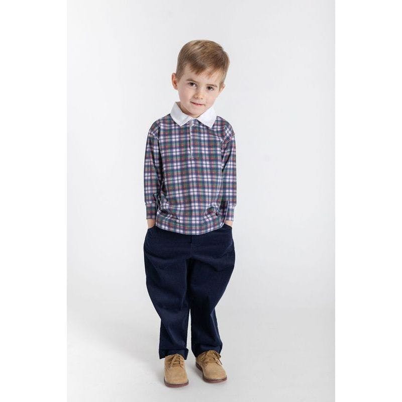Plaid Knit Long Sleeve Polo
