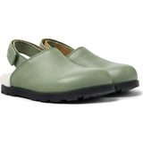 Brutus Fur Cushion Back Velcro Strap Leather Sandals, Green