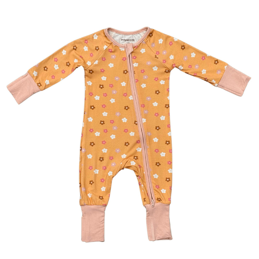 Baby Girl Long Sleeve Zip Romper in Desert Mist Blooms