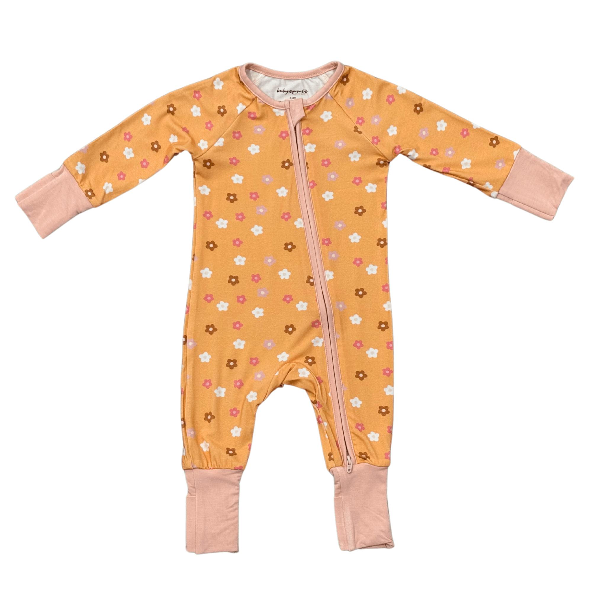 Baby Girl Long Sleeve Zip Romper in Desert Mist Blooms