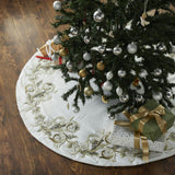 Hand Beaded Imperial Design Large Silk Cream Christmas Tree Skirt 60"