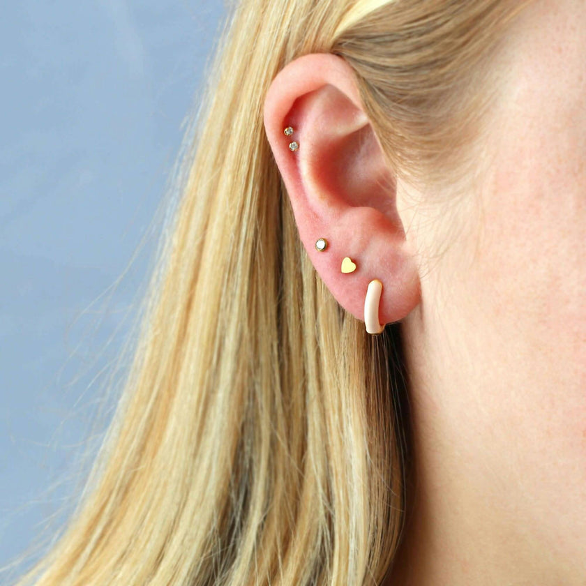 Heart Titanium Flat Back Stud Earring