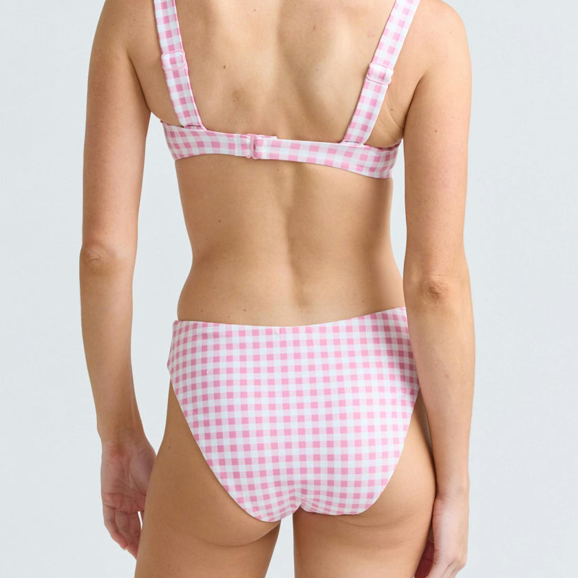 women's blush gingham mid rise bikini bottom