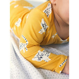 Printed Lap Shoulder Top Set, Yellow