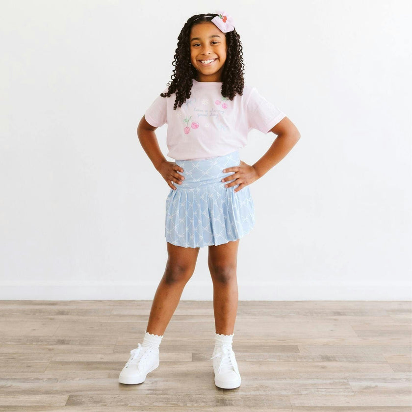 Powder Blue Bow Trellis Athletic Skort