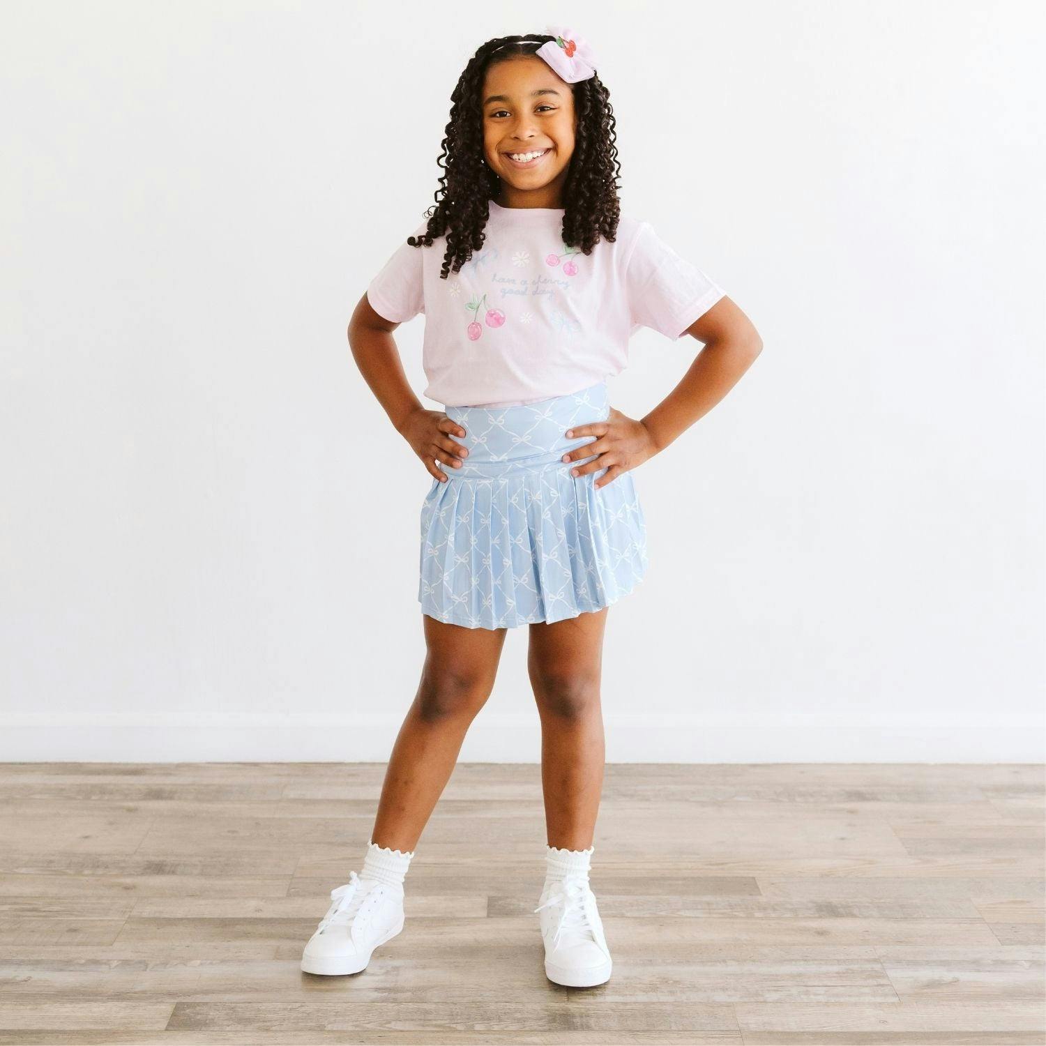 Powder Blue Bow Trellis Athletic Skort
