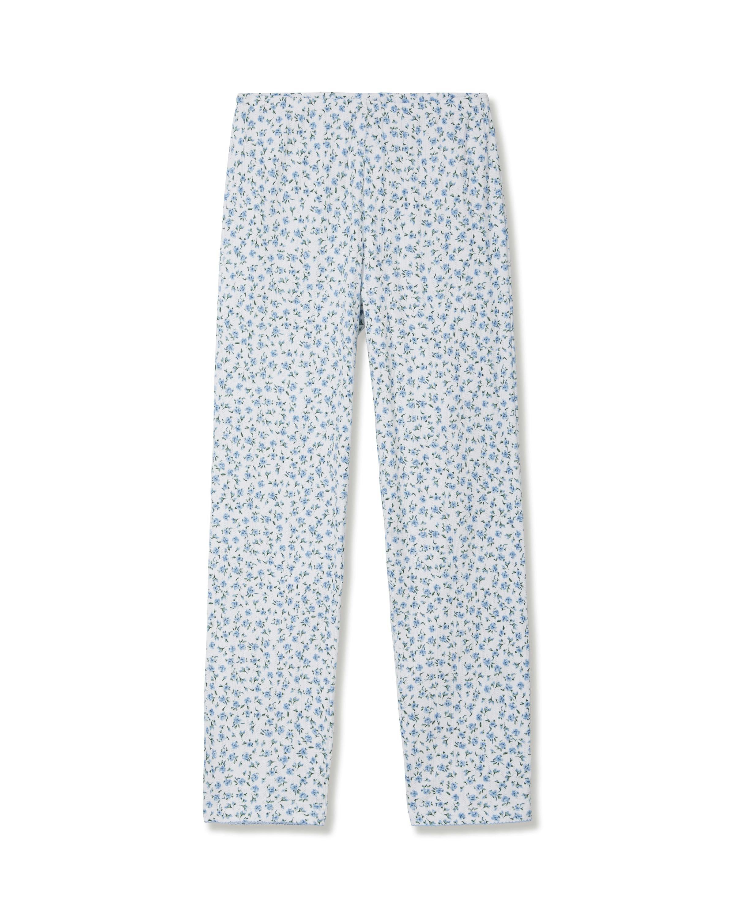Women's Pointelle Pant in Blue Floral