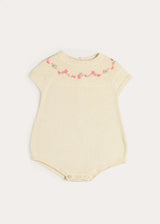 Wildflower Embroidered Knitted Romper in Cream (1-9mths)