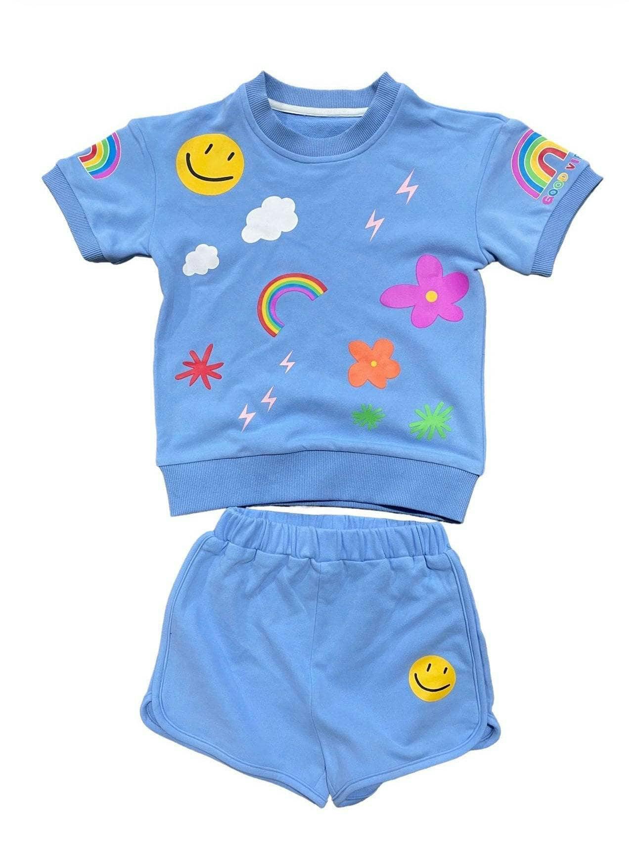 Happy Daisy Print 2-Piece Tee & Short Set