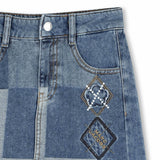 Blue Patchwork Denim Skirt