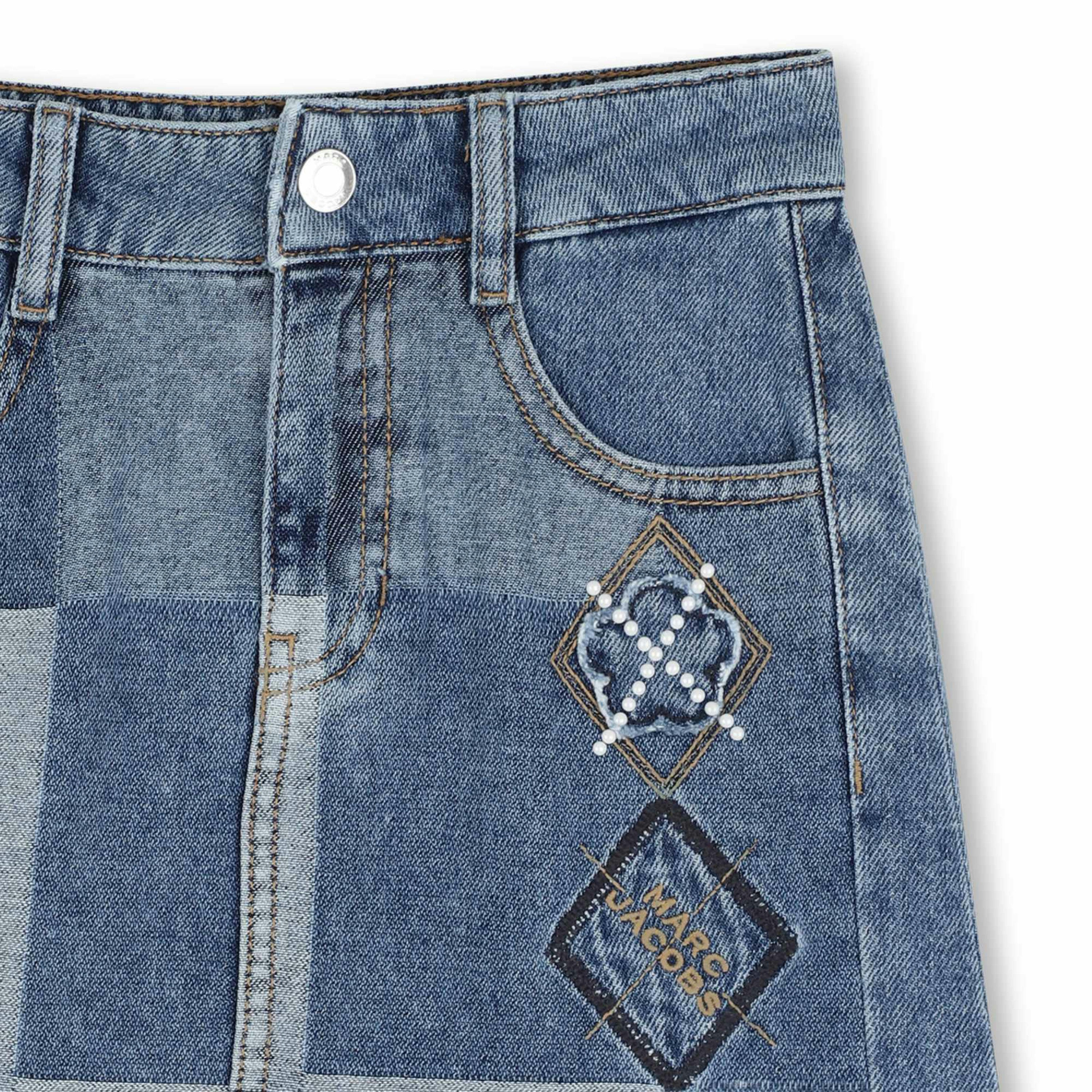 Blue Patchwork Denim Skirt