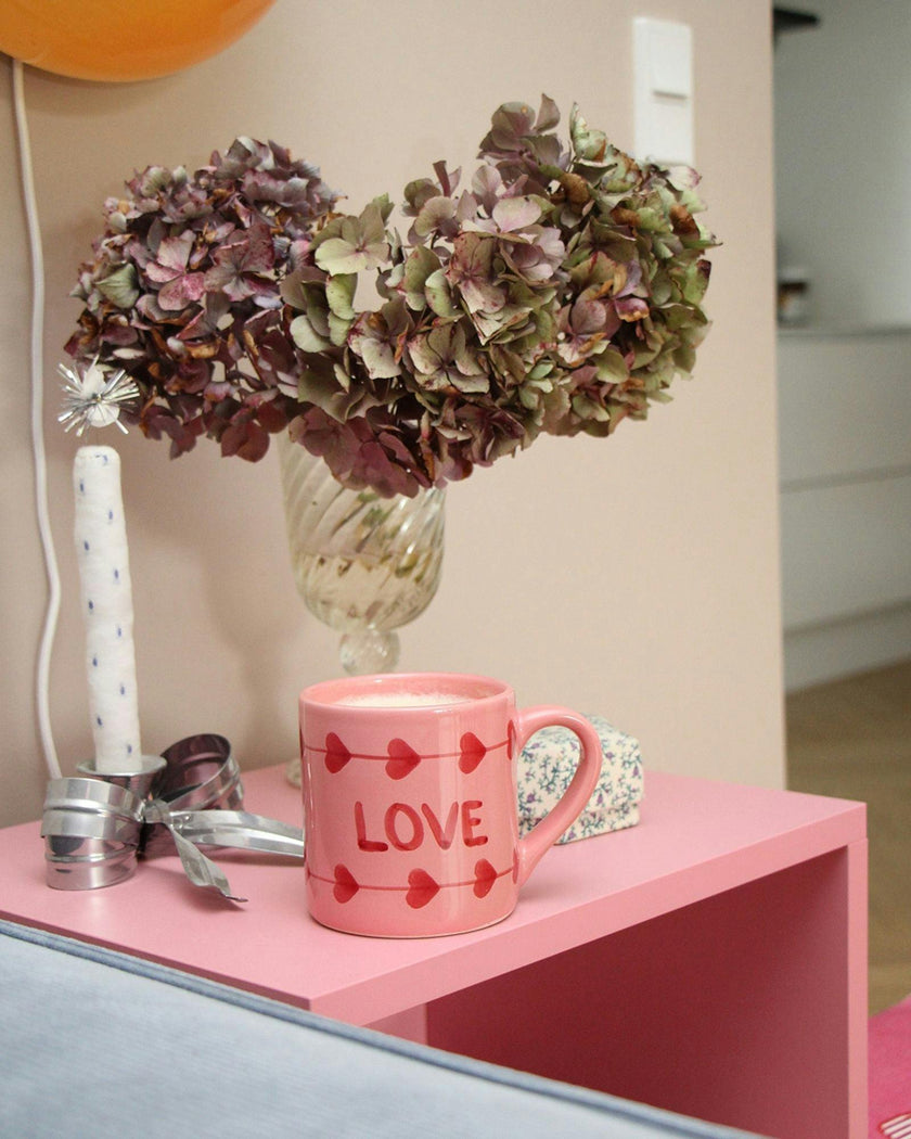 Ceramic Mug with Hand Painted Love - 14.2 oz