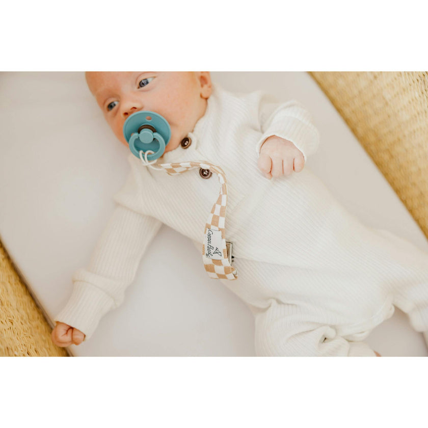 Vance Printed Binky Clips With Knit Strap