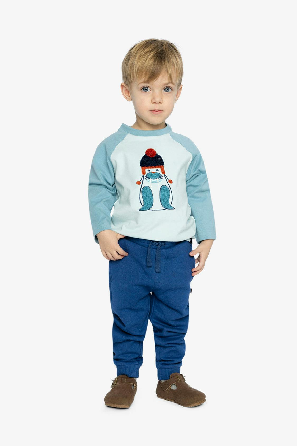 Long Sleeve Raglan Organic Cotton T-Shirt Very Pale Turquoise