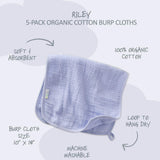 RILEY 5-Pack Crinkle Muslin Burp Cloths