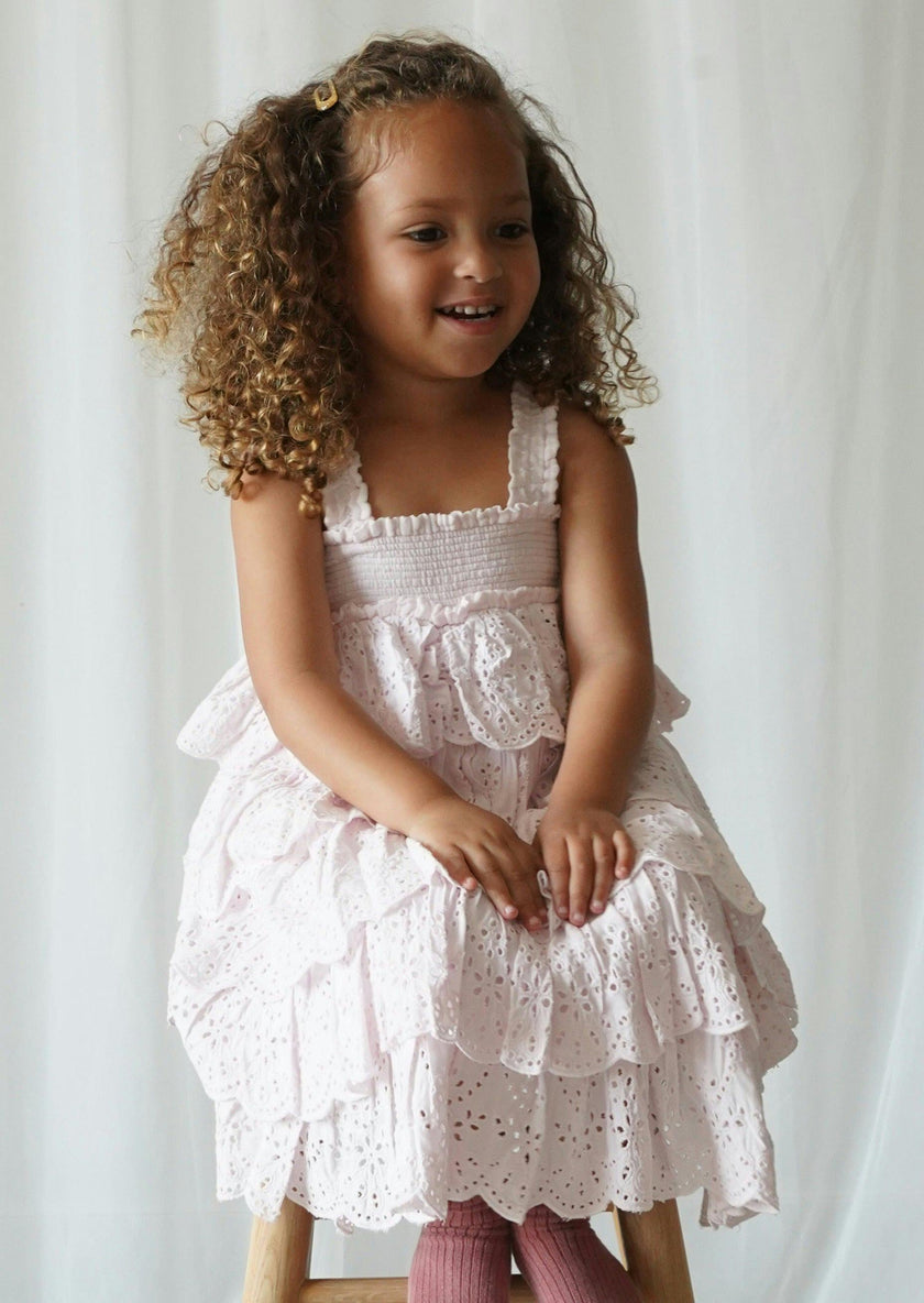 Amélie | Muslin Cotton Anglaise Dress | Seashell