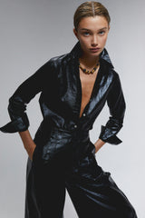San Marino Metallic Linen Shirt - Black