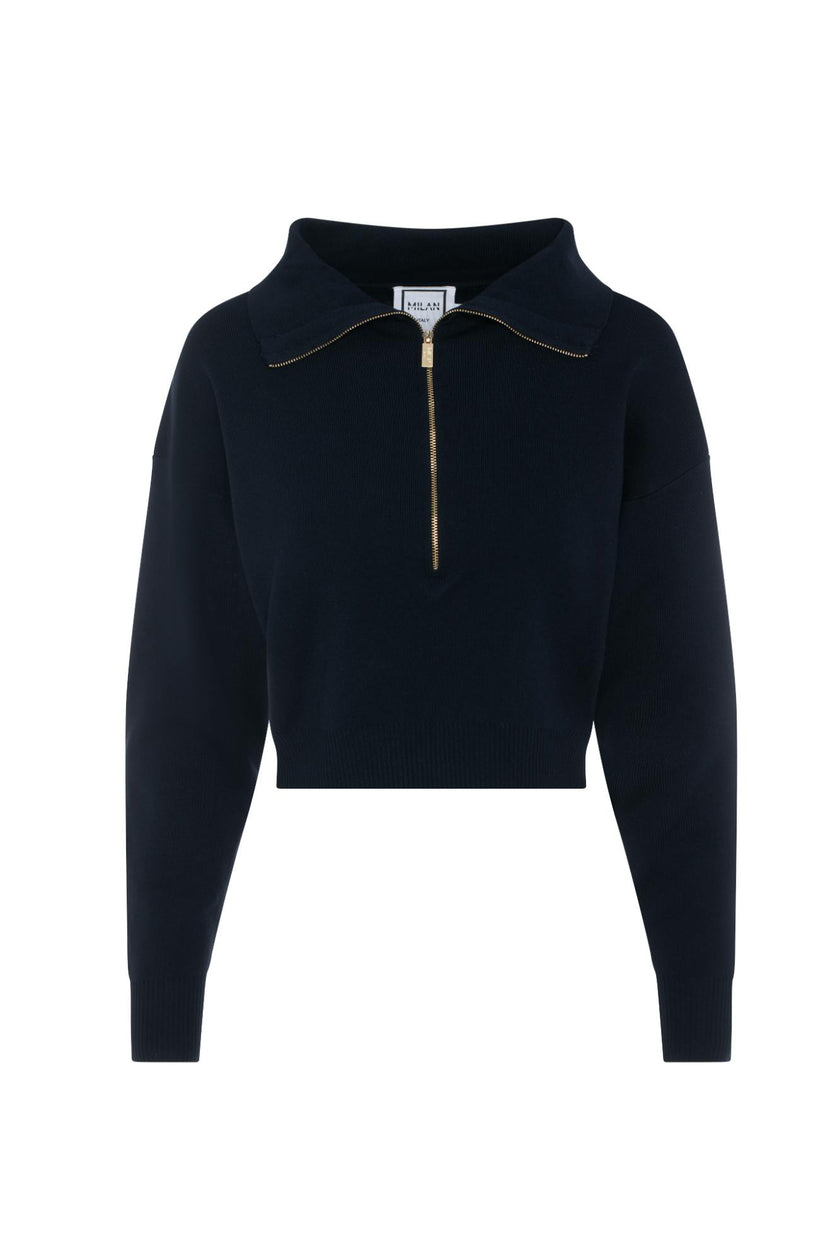 Cropped Dolman Zip Sweater