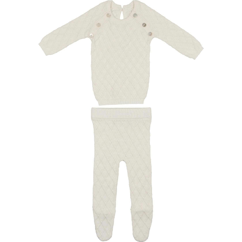 Diamond Knit Shoulder Snap Long Sleeve Sweater & Pant 2-Piece 2-Piece Set