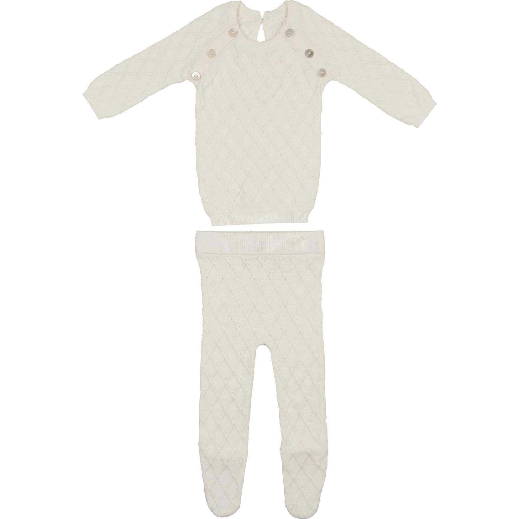 Diamond Knit Shoulder Snap Long Sleeve Sweater & Pant 2-Piece 2-Piece Set