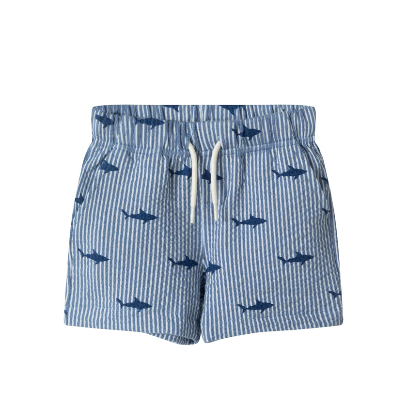 Infant Boys Short Sleeve Cabana Set | Navy Stripe Shark