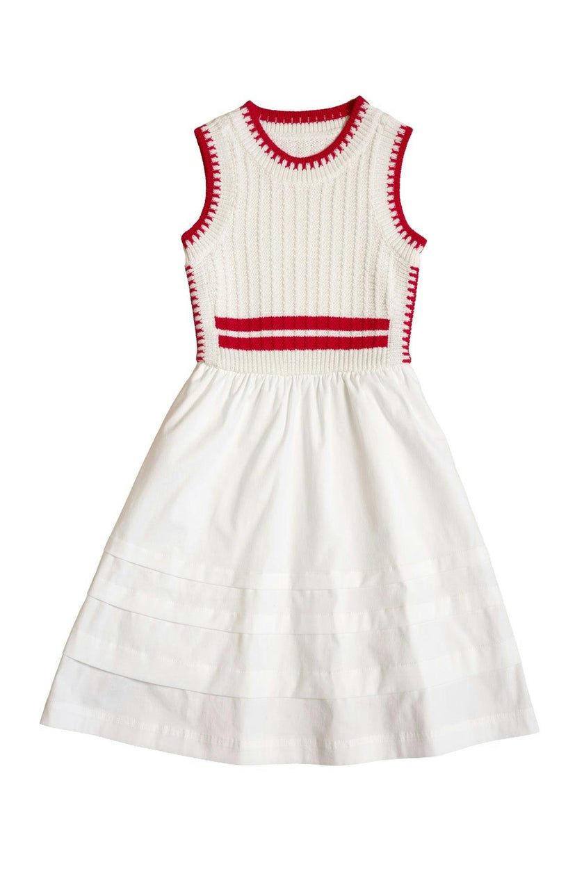 Mini Lisbon Dress in Ivory & Firework Red