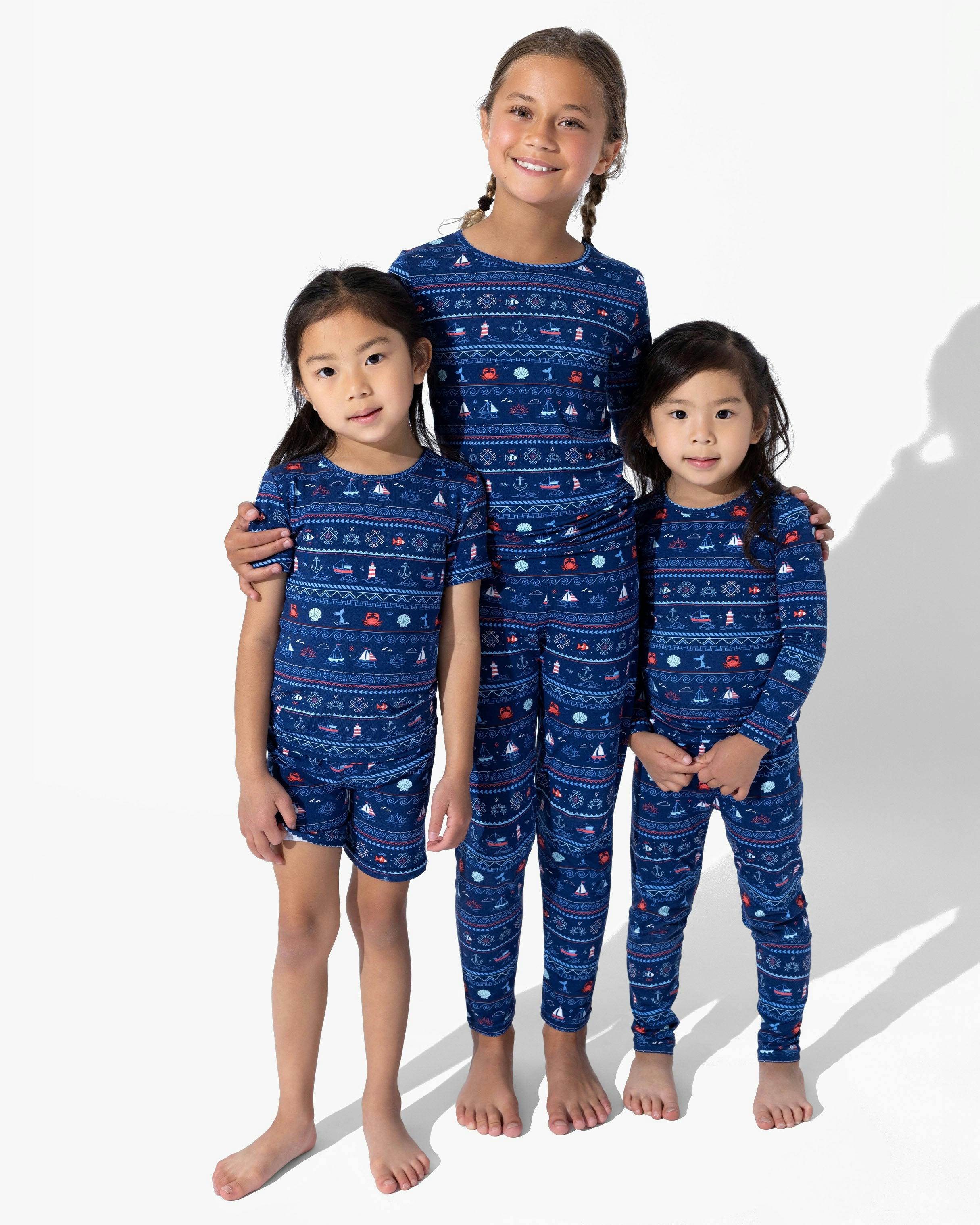 Sail Away Fair Isle Bamboo Kids Pajama Short Set